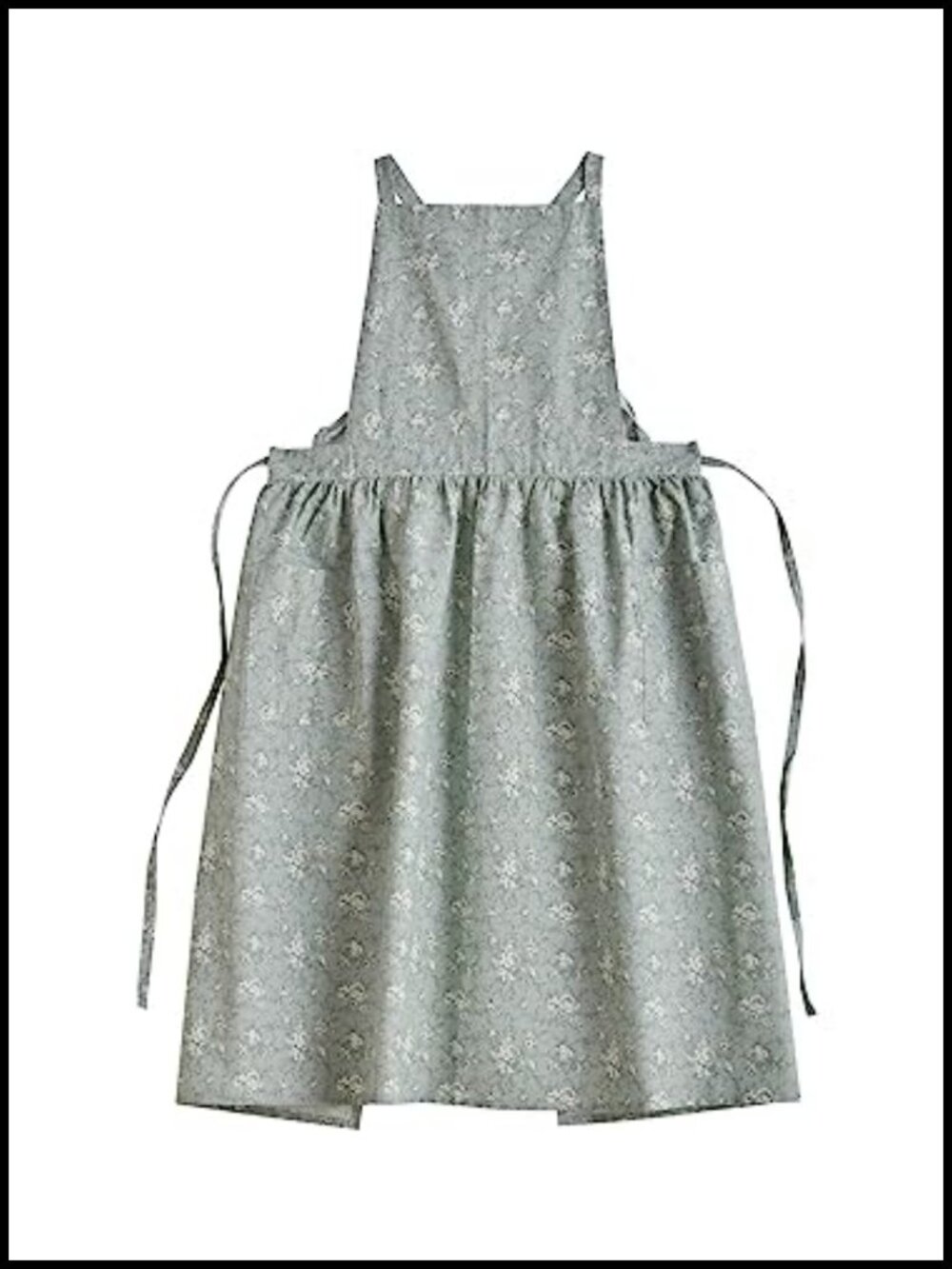 Cotton Linen Blend Pleated X-Back Pinafore Apron Kitchen Garden Floral